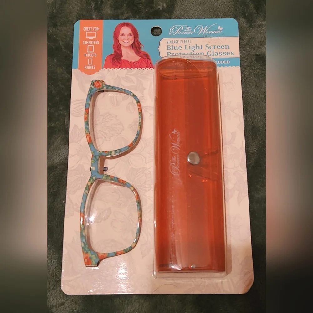 Vintage Floral Blue Light Screen Protection Glasses w/a case.